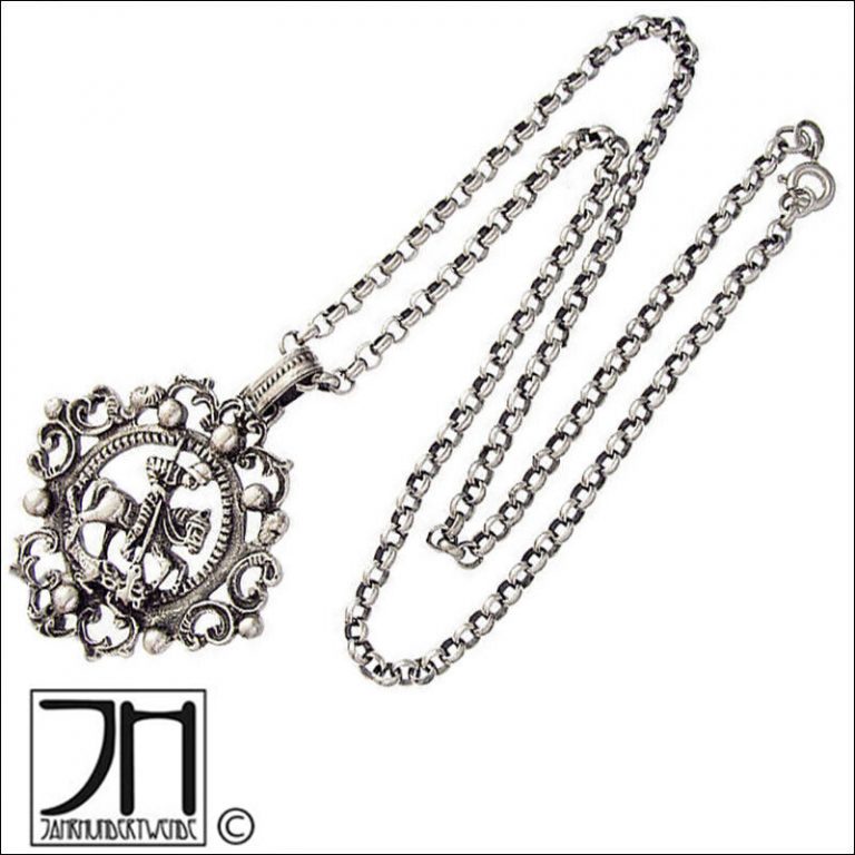 925 Silber Anhänger Heiliger Georg Drachentöter Historismus Tracht