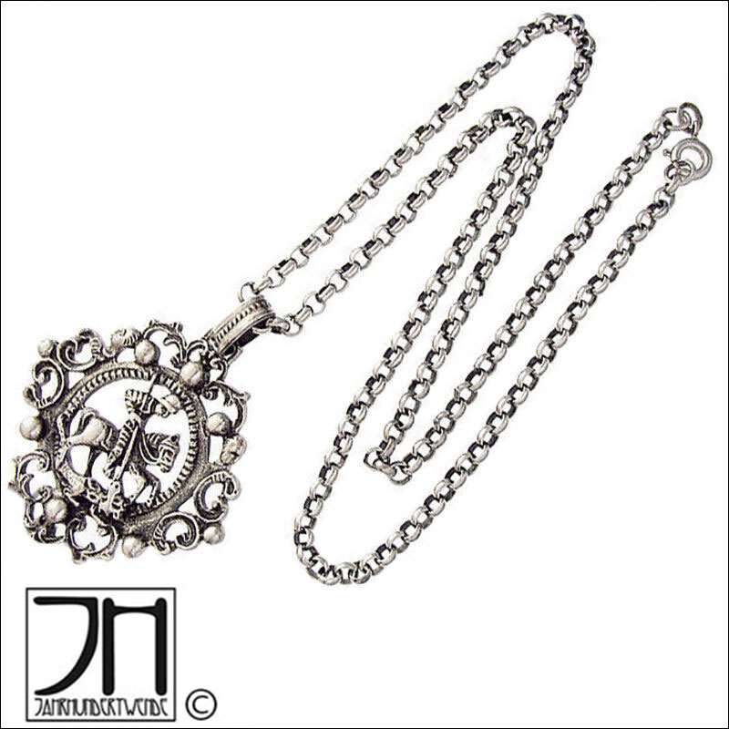 925 Silber Anhänger Heiliger Georg Drachentöter Historismus Tracht