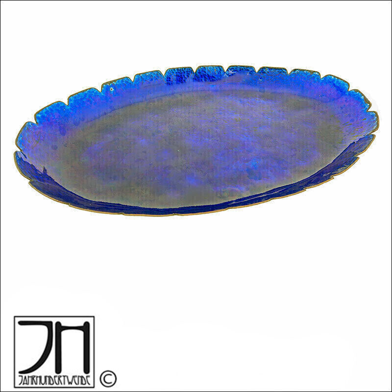 Große alte Emaille Schale Kobalt Blau Oval large vintage enamel bowl blue