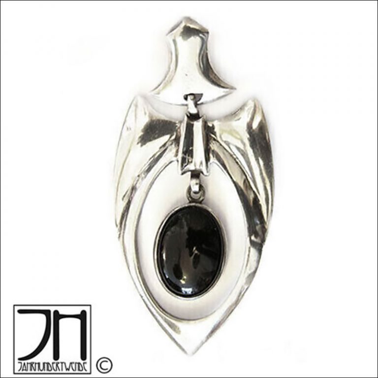 Großer 70er Silber Anhänger im Jugendstil Onyx Modernist silver pendant