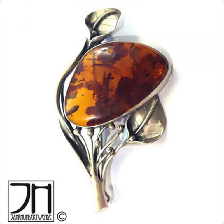 Silber brosche Bernstein brosche amber brooch