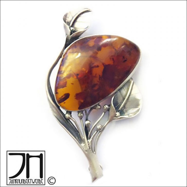 Silber brosche Bernstein brosche amber brooch